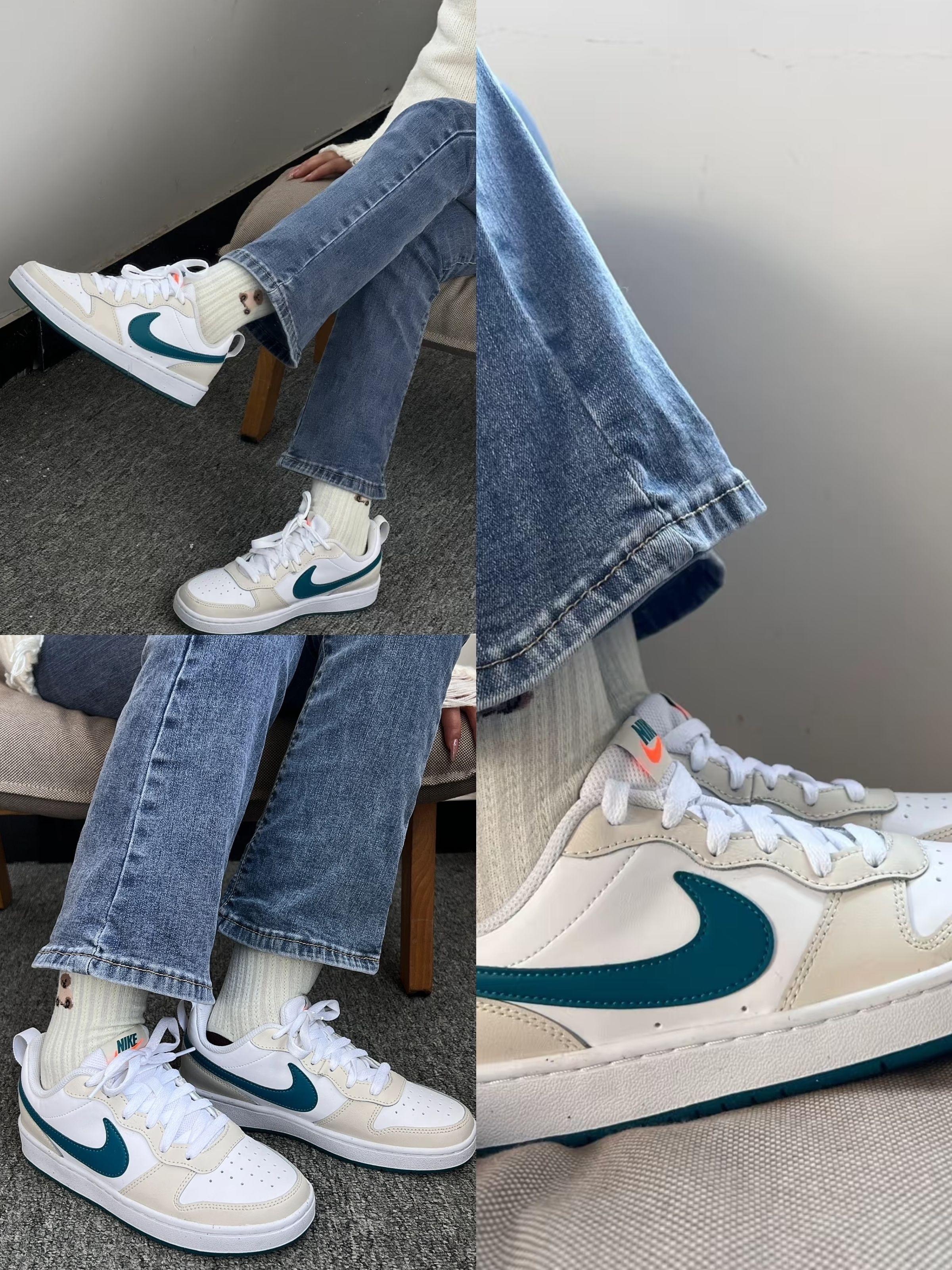 Nike Court Borough 2蓝白GS 校园板鞋太清爽✨